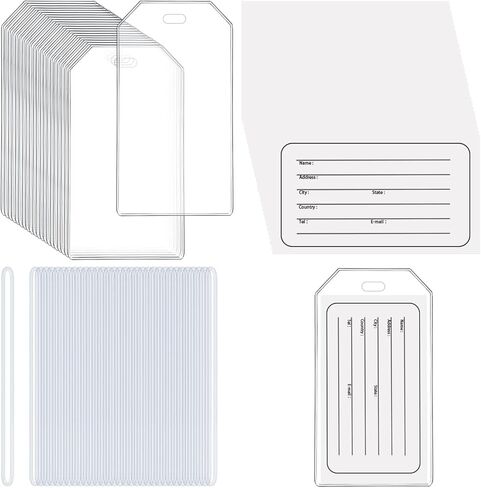 20 Pack Clear Luggage Tag Bag Tag Holder,Identification ID Card Badge Holder with 20 PCS Loop Straps 20 PCS Luggage Tags in Saudi Arabia
