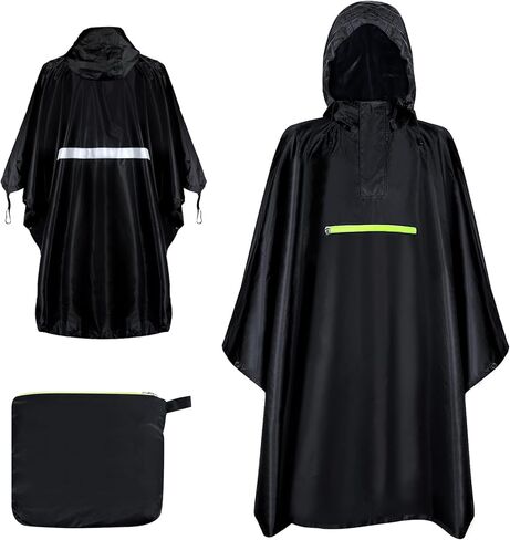 TEUEN Adult Rain Poncho with Hood and 1/4 Zipper, Lightweight Waterproof Unisex Raincoat for Hiking Camping Emergency in Kuwait