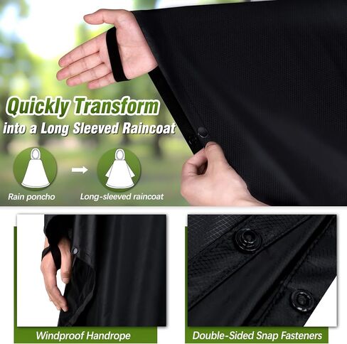 TEUEN Adult Rain Poncho with Hood and 1/4 Zipper, Lightweight Waterproof Unisex Raincoat for Hiking Camping Emergency in Kuwait