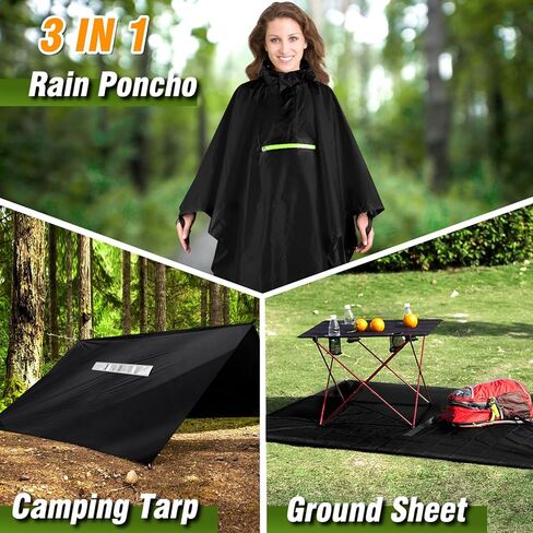 TEUEN Adult Rain Poncho with Hood and 1/4 Zipper, Lightweight Waterproof Unisex Raincoat for Hiking Camping Emergency in Kuwait
