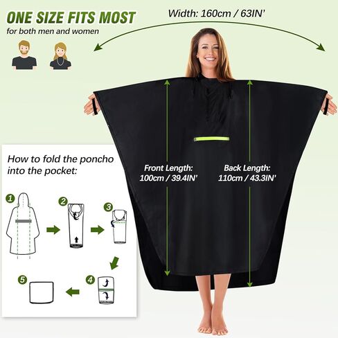 TEUEN Adult Rain Poncho with Hood and 1/4 Zipper, Lightweight Waterproof Unisex Raincoat for Hiking Camping Emergency in Kuwait