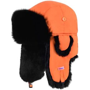 قبعة الصياد الشتوية، 100% فرو الأرانب الروسية Ushanka طيار الصيد قبعة تزلج قبعة الشتاء مع اللوحات الأذن