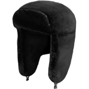 Inborntrait Woman Warm Trapper Hat - Winter Fur Russian Hats with Earflap, Thick Bomber Cap for Ski Hunting,Black in Kuwait