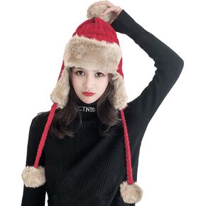 شبه الجزيرة الحب المرأة بيرو الصياد قبعة فو الفراء الروسية قبعة إيرفلاب Ushanka الإسكيمو قبعة الشتاء محبوك قبعة مع Pompom