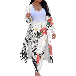 ENLACHIC Women Floral Print Long Sleeve Cardigan Cover up Long Pants 2 Piece Outfits Set