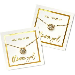 All Ewired Up Flower Girl Gift - Exceptional Flower Girl Necklace (Set of 2), Girls' Jewelry, Flower Girl Necklace, Thank You For Bring My Flower Girl, Will You Be My Flower Girl, Bridal Party, Wedding… in Kuwait