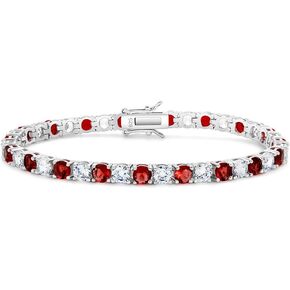 SUPRAONE Tennis Bracelet Ruby | Eemeral | Sapphire | Cubic Zirconia Color Gemstone Silver Tennis Bracelet for Women Men 6.5|6.75|7.0|7.25|7.5|8.0Inch in Kuwait