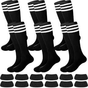 Panitay 12 Pcs Sport Accessories 6 Softball Soccer Socks 6 Glitter Eyeblack Stickers for Youth Women Adult Sports Supplies