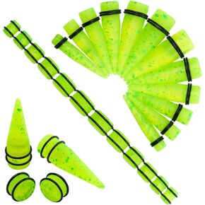 Longbeauty 24Pcs Ear Gauges Stretching Kit 00G-20mm Acrylic Ear Tapers and Plugs Expanders Stretchers Ear Weights Piercing Jewelry for Women Men