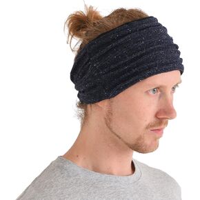 CHARM Organic Cotton Turban Headband - Chemo Knit Hair Band Womens Ear Head Wrap Black
