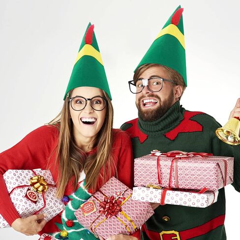 Lusofie 4 Pieces Christmas Elf Hat Elf Costume Accessories Christmas Hats Xmas Holiday Halloween Party Costume Favors Gifts for Adults Teens in Saudi Arabia