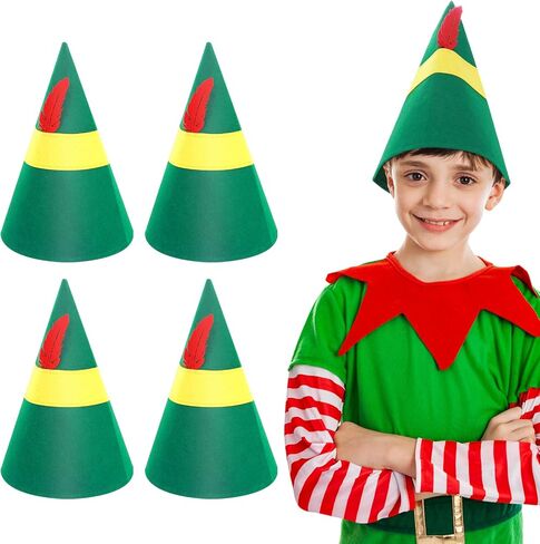 Lusofie 4 Pieces Christmas Elf Hat Elf Costume Accessories Christmas Hats Xmas Holiday Halloween Party Costume Favors Gifts for Adults Teens in Saudi Arabia