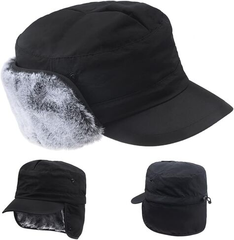 قبعة بيسبول شتوية للرجال والنساء قبعة بيسبول من الفرو الصناعي مع غطاء للأذنين قبعات دافئة للصياد إلمر فاد in Kuwait