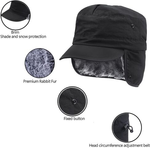 قبعة بيسبول شتوية للرجال والنساء قبعة بيسبول من الفرو الصناعي مع غطاء للأذنين قبعات دافئة للصياد إلمر فاد in Kuwait