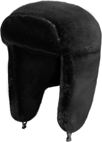 Inborntrait Woman Warm Trapper Hat - Winter Fur Russian Hats with Earflap, Thick Bomber Cap for Ski Hunting,Black in Kuwait