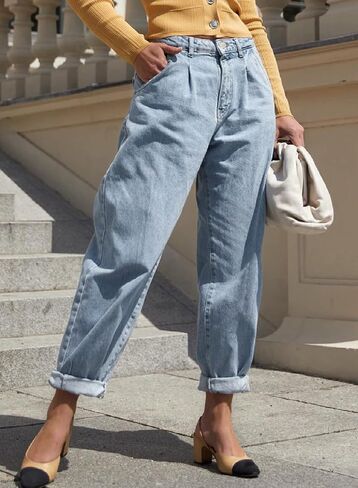 EVALESS High Waisted Baggy Cargo Jeans for Women Casual Loose Cropped Y2k Denim Pants in Saudi Arabia