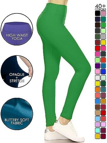Leggings Depot High Waisted Leggings for Women Buttery Smooth & Soft Women's Solid Yoga - Reg, Plus, 1X3X, 3X5X in Saudi Arabia