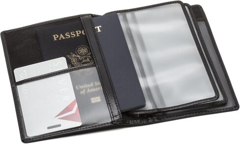 Tony Perotti Unisex Italian Bull Leather Executive Bifold Passport Cover Case in Black in Saudi Arabia