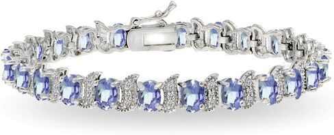 B. BRILLIANT Sterling Silver Genuine, Created or Simulated Gemstone Oval & S Tennis Bracelet for Women in Saudi Arabia