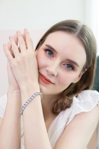 B. BRILLIANT Sterling Silver Genuine, Created or Simulated Gemstone Oval & S Tennis Bracelet for Women in Saudi Arabia