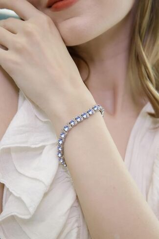 B. BRILLIANT Sterling Silver Genuine, Created or Simulated Gemstone Oval & S Tennis Bracelet for Women in Saudi Arabia