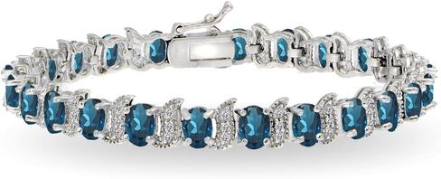 B. BRILLIANT Sterling Silver Genuine, Created or Simulated Gemstone Oval & S Tennis Bracelet for Women in Saudi Arabia
