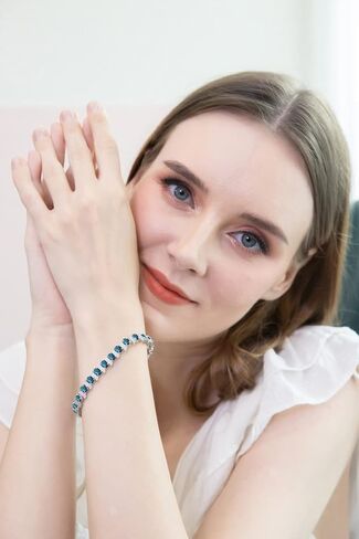 B. BRILLIANT Sterling Silver Genuine, Created or Simulated Gemstone Oval & S Tennis Bracelet for Women in Saudi Arabia