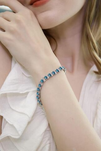 B. BRILLIANT Sterling Silver Genuine, Created or Simulated Gemstone Oval & S Tennis Bracelet for Women in Saudi Arabia