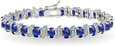 B. BRILLIANT Sterling Silver Genuine, Created or Simulated Gemstone Oval & S Tennis Bracelet for Women in Saudi Arabia