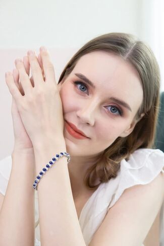 B. BRILLIANT Sterling Silver Genuine, Created or Simulated Gemstone Oval & S Tennis Bracelet for Women in Saudi Arabia
