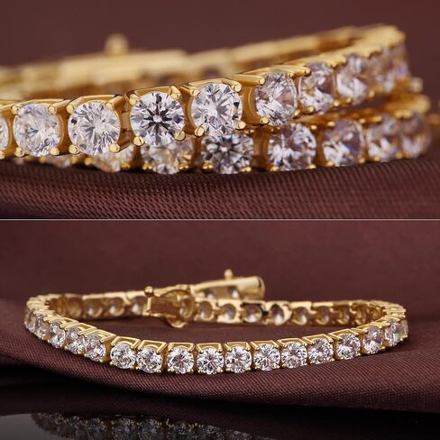 Jiahanzb Tennis Bracelets for Women, Rhodium Plated Sterling Silver Round Cut Simulated Diamond Cubic Zirconia Tennis Bracelet, Size 6inch to 7inch Fine Jewelry for Women Men in Saudi Arabia