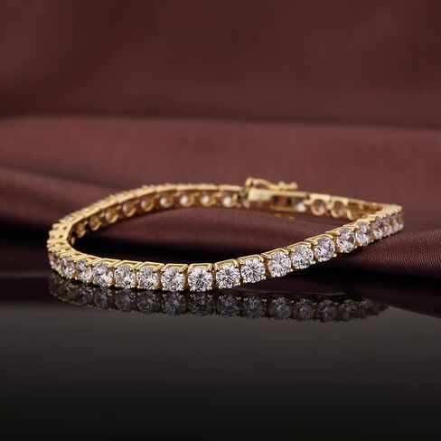 Jiahanzb Tennis Bracelets for Women, Rhodium Plated Sterling Silver Round Cut Simulated Diamond Cubic Zirconia Tennis Bracelet, Size 6inch to 7inch Fine Jewelry for Women Men in Saudi Arabia