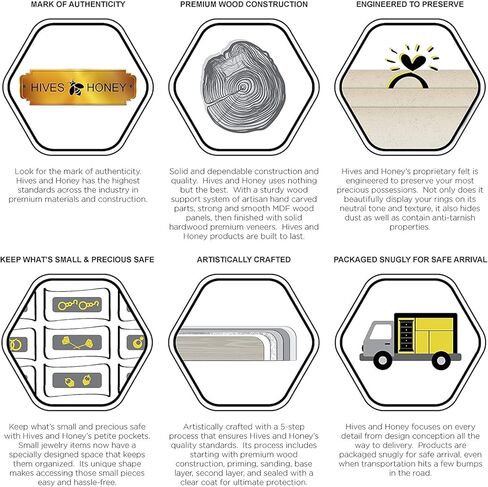 خلايا النحل والعسل - خزانة المجوهرات الرومانية - منظم تخزين المجوهرات، الجوز in Kuwait