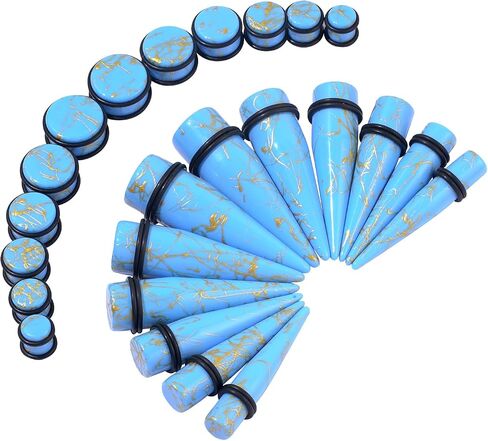 YOFANST 24pcs Acrylic Ear Tapers Plugs Colorful Spots Ear Stretching Kit Piering Jewelry Ear Gauge for Men Women 00g-13/16 inch in Kuwait