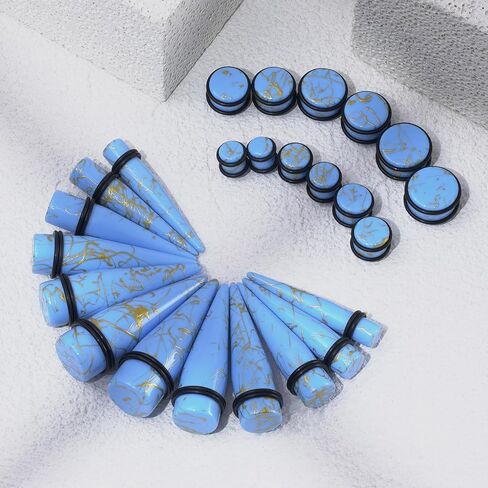 YOFANST 24pcs Acrylic Ear Tapers Plugs Colorful Spots Ear Stretching Kit Piering Jewelry Ear Gauge for Men Women 00g-13/16 inch in Kuwait