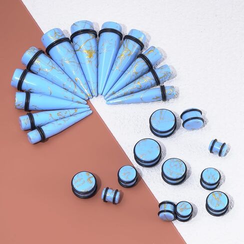 YOFANST 24pcs Acrylic Ear Tapers Plugs Colorful Spots Ear Stretching Kit Piering Jewelry Ear Gauge for Men Women 00g-13/16 inch in Kuwait