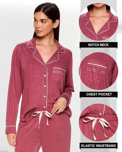 bebe Womens Pajama Sets - PJ Set for Women - Pajamas for Women Logo - Long Sleeve Pajama Set for Women in Saudi Arabia