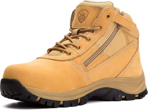 OUXX Mens Work Boots, YKK Zipper, Steel Toe Slip-Resistant Rubber Leather Safety Shoes, Waterproof, Puncture-Proof(OX2518) in Kuwait