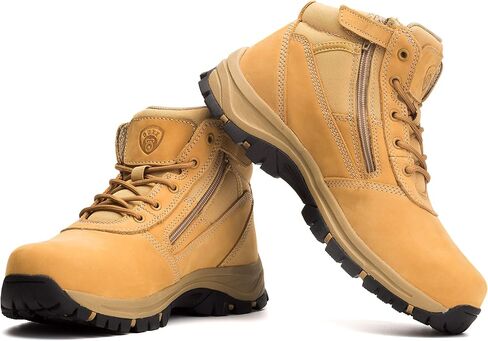 OUXX Mens Work Boots, YKK Zipper, Steel Toe Slip-Resistant Rubber Leather Safety Shoes, Waterproof, Puncture-Proof(OX2518) in Kuwait