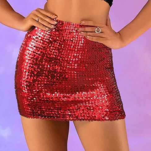 Zoestar Sequin Hip Skirt Glitter Party Skirts Dance Hip Skirt Rave Club Warp Skirt Performance Costume for Women and Girls in Kuwait