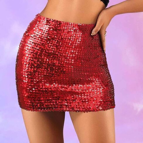 Zoestar Sequin Hip Skirt Glitter Party Skirts Dance Hip Skirt Rave Club Warp Skirt Performance Costume for Women and Girls in Kuwait