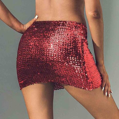 Zoestar Sequin Hip Skirt Glitter Party Skirts Dance Hip Skirt Rave Club Warp Skirt Performance Costume for Women and Girls in Kuwait
