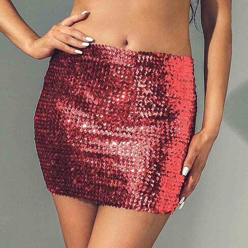 Zoestar Sequin Hip Skirt Glitter Party Skirts Dance Hip Skirt Rave Club Warp Skirt Performance Costume for Women and Girls in Kuwait