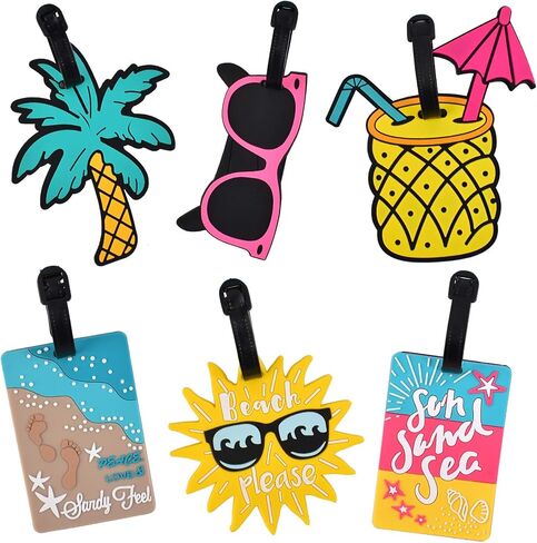Fruit Luggage Tags 6 Pack Cute Colorful Silicone Luggage Tag for Suitcases Travel Tags Summer Beach Holiday Baggage Tags ID Labels in Saudi Arabia