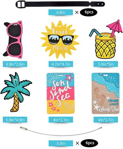 Fruit Luggage Tags 6 Pack Cute Colorful Silicone Luggage Tag for Suitcases Travel Tags Summer Beach Holiday Baggage Tags ID Labels in Saudi Arabia