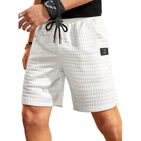 JMIERR Mens Sweat Shorts Casual Stretch Elastic Waist Waffle Workout Gym Short 7 inch Inseam Running Short with Pocket