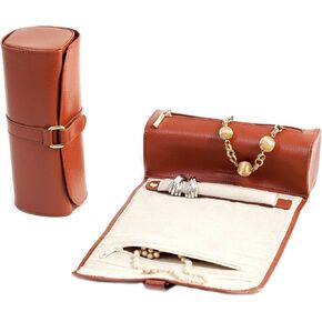 Time Factory AJ-BB531BLK Black Leather Jewelry Roll with Zip in Saudi Arabia