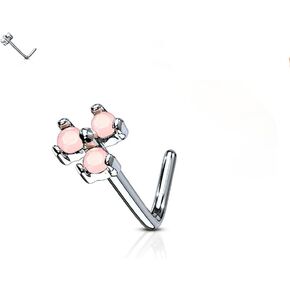 Amelia Fashion 20 Gauge Triangle Set Stone L Bend Nose Stud Ring 316L Surgical Steel (CHOOSE COLOR)