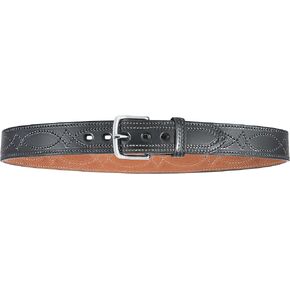 Bianchi B12 Fancy Stitched Belt, 1.5" Width, Finish, Chrome Buckle, Size 42, Black in Saudi Arabia