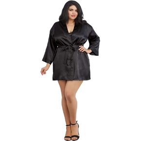 Dreamgirl womens Charmeuse Chemise and Robe Set With Padded Hanger